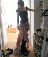 moulin rouge unbal frill long skirt