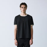 henley neck concho ringer t-shirt black