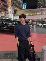 ビッグ リブド バイアス ロングスリーブ Tシャツ