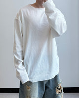 Sheer Raw-Edge Waffle Long Sleeve