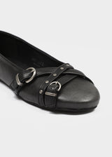 [MADE] Mobea Buckle Leather Flat Shoes