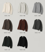 LMN チェストフィッシャーケーブルラウンドニット (8 colors)