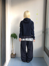 Shirring Pocket Two-Way Wind Zip-Up