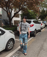 ロードダメージワイドデニムパンツ