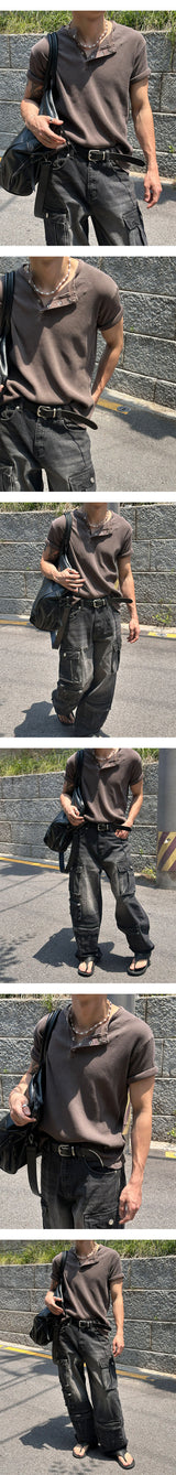 [S/S] Pigment crop muscle henry neck t-shirts(4color)