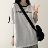 UN レタリングトラックラインオーバーサイズフィット半袖Tシャツ