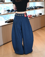 PUSH PUSH PP STRIPES PANTS ストライプワイドパンツ青色（あおいろ）