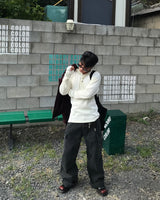 Wool Star Henry-neck Fingerhole Hoodie Knit