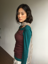 [SET]Sepia Lace T-shirt + Scarf (2color)