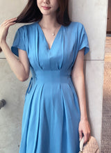 Javet V-Neck Pintuck Flare Long One Piece