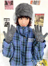 Wool two-color yarn blended warm four-color rhinestone gloves