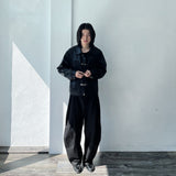 3D Pleated Metal Button Collar Jacket