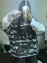 ミリタリーレイヤードオーバーフィットロゴスリーブTシャツ 🩶💚🤍2カラー
