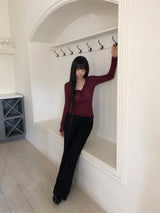 Chena Frill-Neck Long-Sleeve T-Shirt
