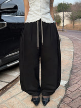 Loosen Path Hem Snap Training Curved Balloon Fit Long Pants (5 colors)