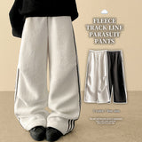 Canple fleece color line wide pants