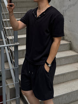 Ocean henley neck short sleeve setup