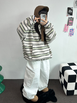 ピーチフリース🍑 オーバーヒップカーゴロングパンツ 💚🤍🖤3COLOR