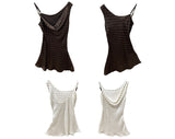 silk dot unbalanced sleeveless blouse top