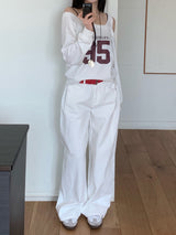 Fine X Strap Two-way Button Wide Long Pants