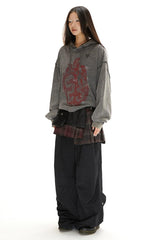 Snake Year Print Rhinestone Hooded Sweatshirt