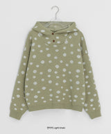 Hots High Neck Button Dot Hooded Knit