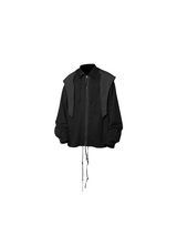 RELABEL Spatial Relationship (Positive and Negative) Beaded Pleated Washed Multi-coloured パッチワークダブルプルタブ取り外し可能なフードシャツ