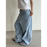 Tiberinus - バギーフローウィジーンズ - スラウチーレッグジーンズ - Sky Blue - Cotton Denim