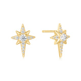 gold octagon star stud 14k gold plating + 925 silver earrings E065-02G