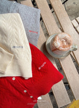 #Mood Cable Lettering Embroidery Round Cardigan (6color)