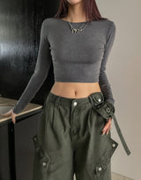 [U-BASIC] Sling Uネッククロップロングスリーブ