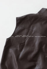 leather oversized fit vest jacket