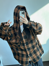 M-3XL✨オーバーフィットボクシーチェックスカート🖤🩶💙✨4カラー