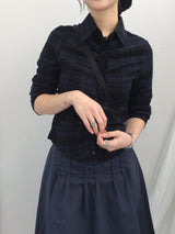 ruffle frill checkered short shirt
