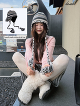 ハンドメイドストライプニットハット