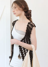 Lace Flower Stripe Scrunchie_Large_Brown