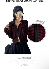 Styストライプツーウェイスリムフーデッドジップアップ