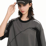 コントラストスプライシングストラクチャーTシャツ