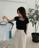 [SHOPPERMADE] スクエアクロップ半袖Tシャツ (6color)
