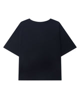 ピックグラフィック レギュラーフィット  セミクロップドTシャツ ブラック