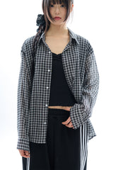 Vina sheer check wrinkle shirt