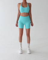 Hip shirring bra top & leggings two-piece set
