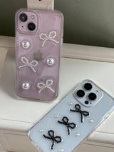 [made] Pearl Ribbon Ballet Core Glitter Resin Cell Phone Case