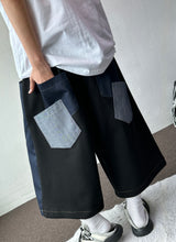 Back Two Pocket Belt Stitch Denim Bermuda Shorts 2color