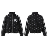 Kitsch Star Print Lace Trim Oversized Zip-Up Top