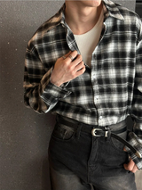 [Unisex]モダンチェックオーバーフィットシャツ(4color)