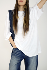 (UNISEX)アイボリーボクシーTシャツ