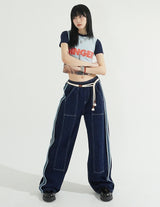 [BELT SET] Rope Line Denim Pants