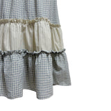 (2color) Candy Stripe Tiered Check Long Skirt