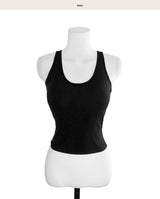 [ cap insert ] scoop two-line halter tank top
